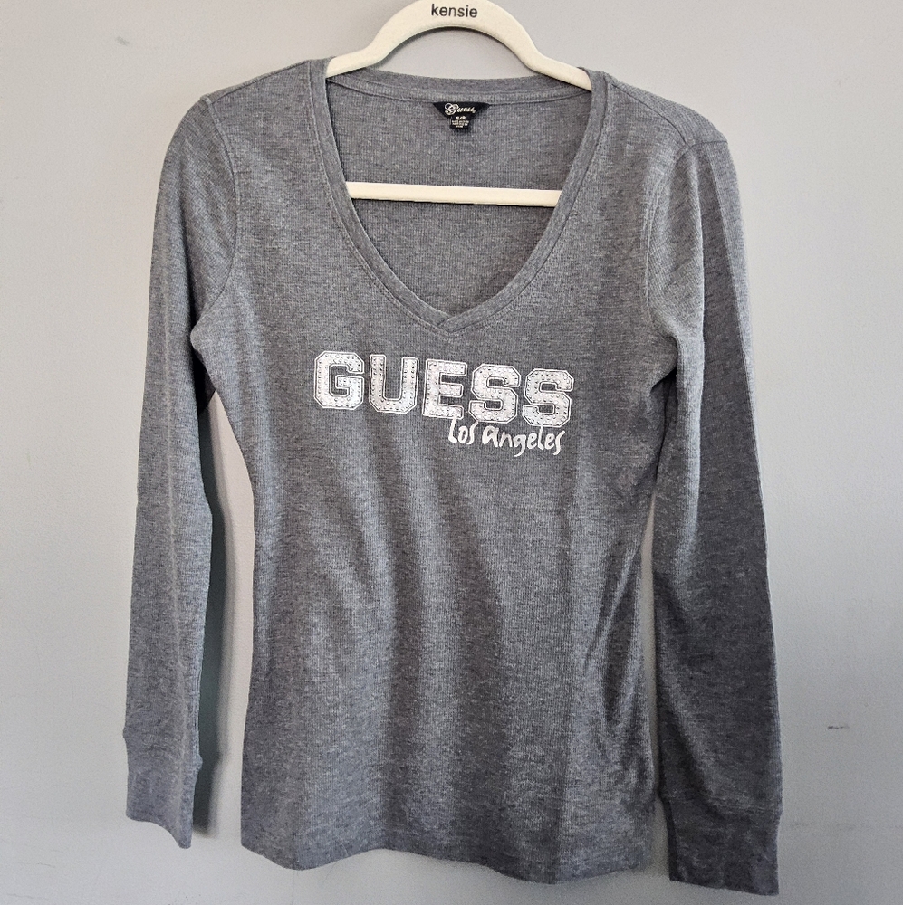 Guess Los Angeles Gray Long Sleeve Top